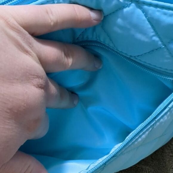 INC International Concepts Lt Blue Quilted Crossbody Bag Chain Strap - Picture 6 of 10